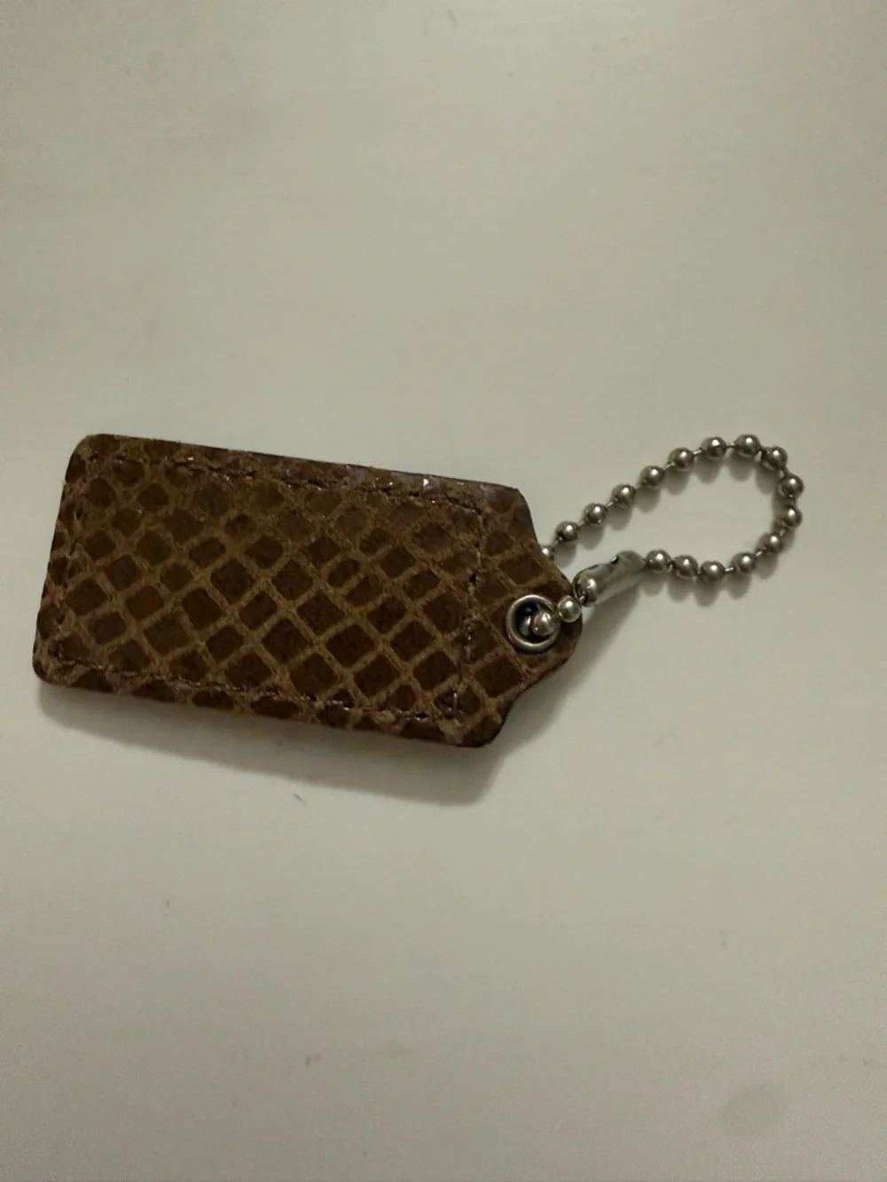 COACH Brown Leather Keychain Tag - Men's Accessory